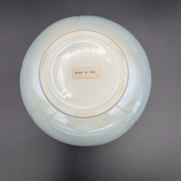 Vtg Italian Vanity Lidded Dish Blue White Pearlescent Retro Correct Glam Boudoir - Picture 4 of 14